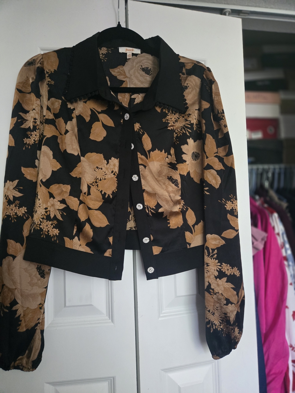 Black & Tan Floral Cropped Jacket